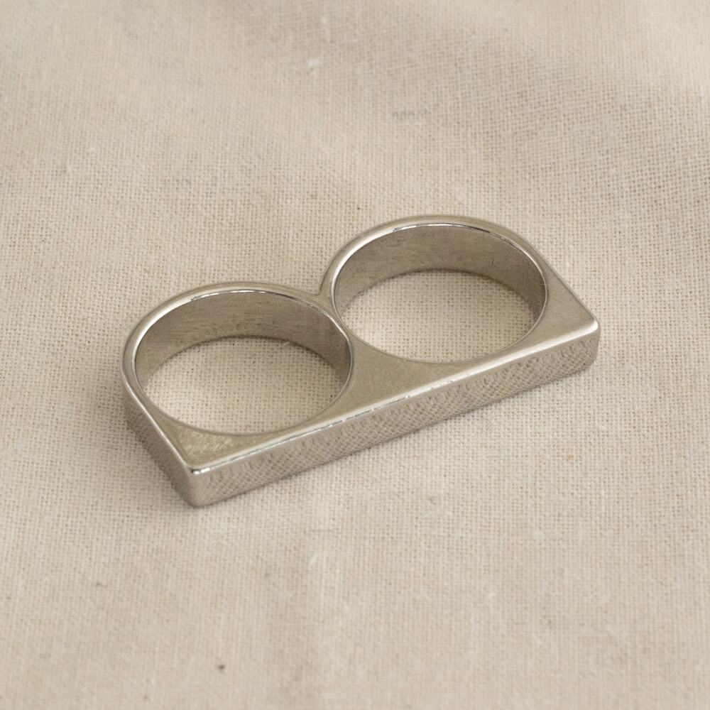 Y2K Silver Double Finger Bar Ring